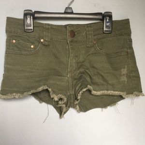 FOREVER21 Olive Mid Rise Jean Shorts